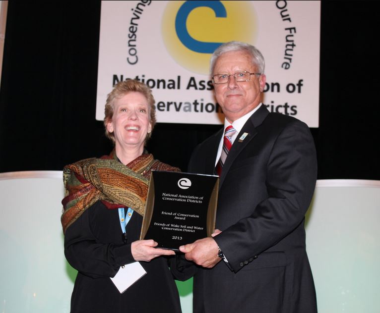 Robin Hammond, Friends of Wake SWCD Founder, receives the national Friend of Conservation award from the National Assoc. of Conservation Districts.